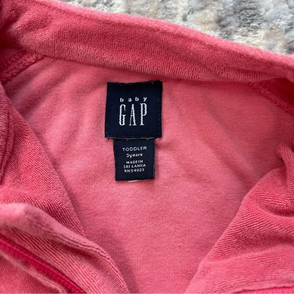 Y2K Baby Gap Terry Cloth Pink Zip Jacket 3 Toddler 2004